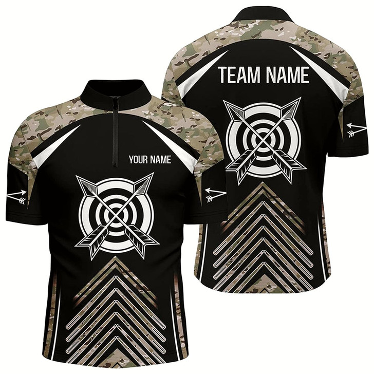 Goofygear Personalized Camouflage 3D Target Archery Quarter-Zip Shirts For Men, Arrows Archery Team Shirts