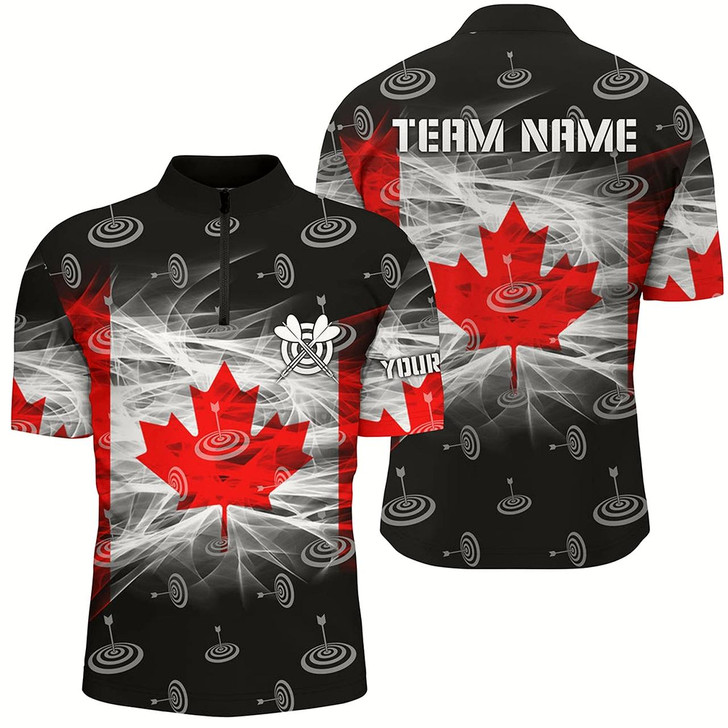 Goofygear Canadian Flag Dart Quarter-Zip Shirts For Men Custom Patriotic Canada Dart Team Jerseys