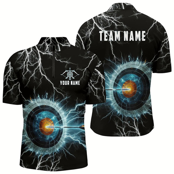 Goofygear Personalized Thunder Lighting Target Archery 3D Quarter-Zip Shirts For Men, Archery Team Jerseys Style 2