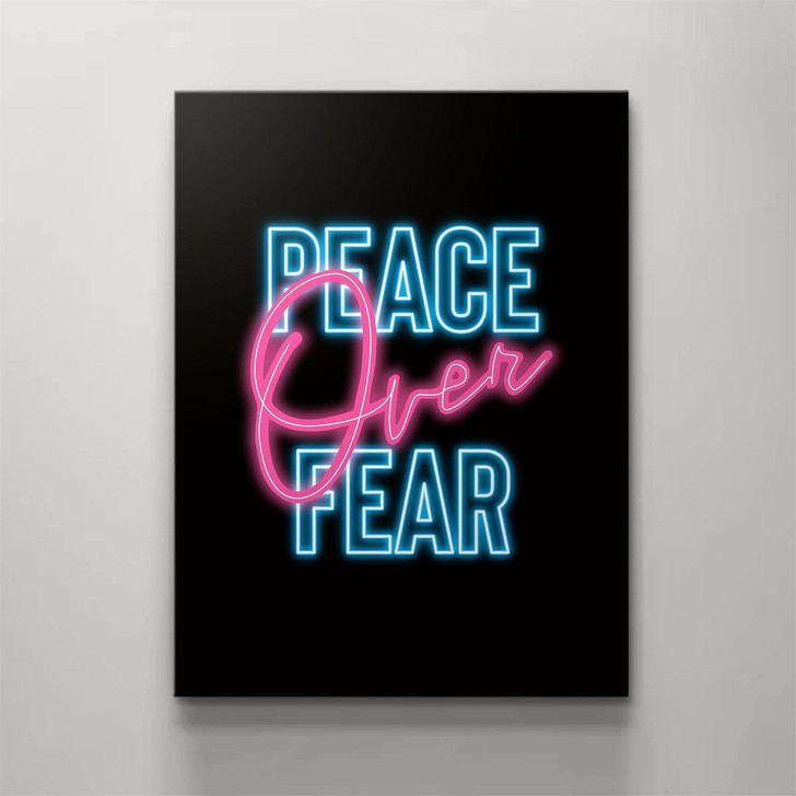 Inspirational Canvas Art Featuring The Message "Peace Over Fear" With A Christian Religious Theme For Comfort And Hope