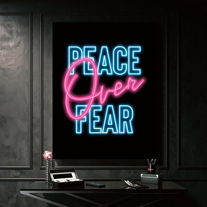 Inspirational Canvas Art Featuring The Message "Peace Over Fear" With A Christian Religious Theme For Comfort And Hope