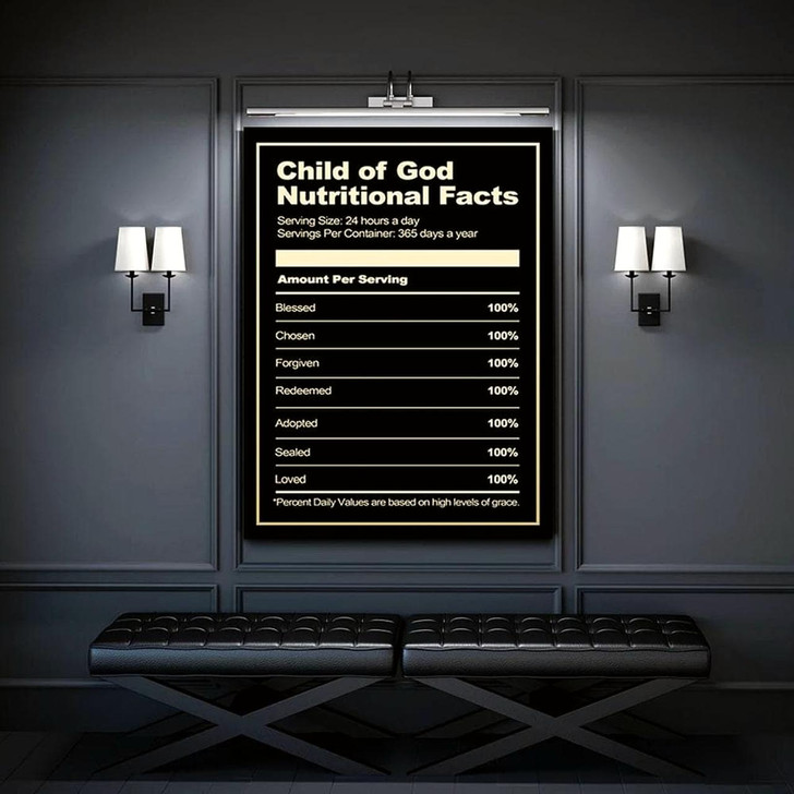 Canvas Art With A Fun Nutritional Facts Theme For Child Of God Featuring A Religious Christian Message