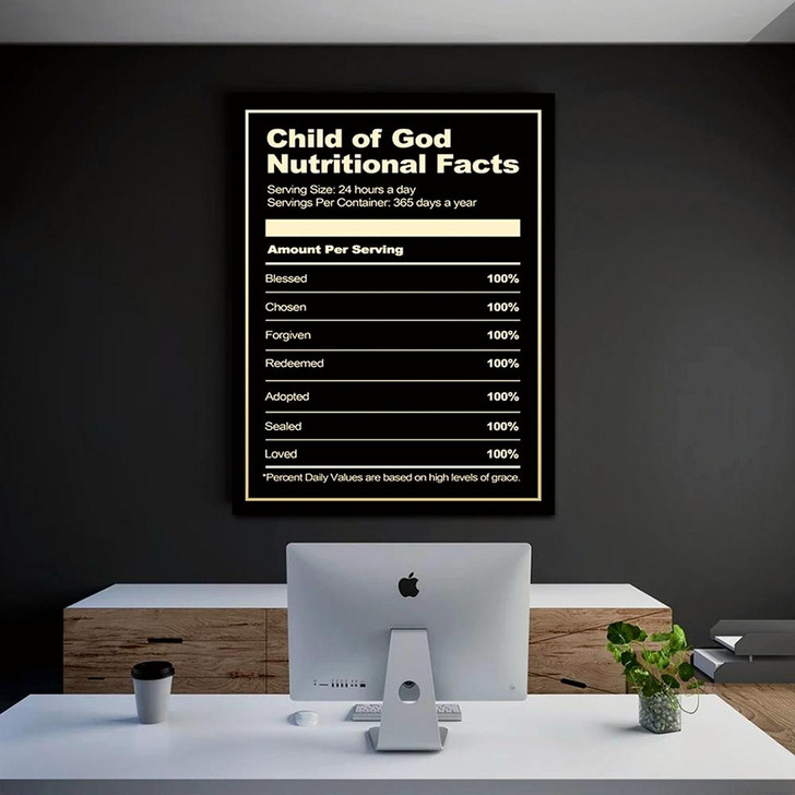 Canvas Art With A Fun Nutritional Facts Theme For Child Of God Featuring A Religious Christian Message