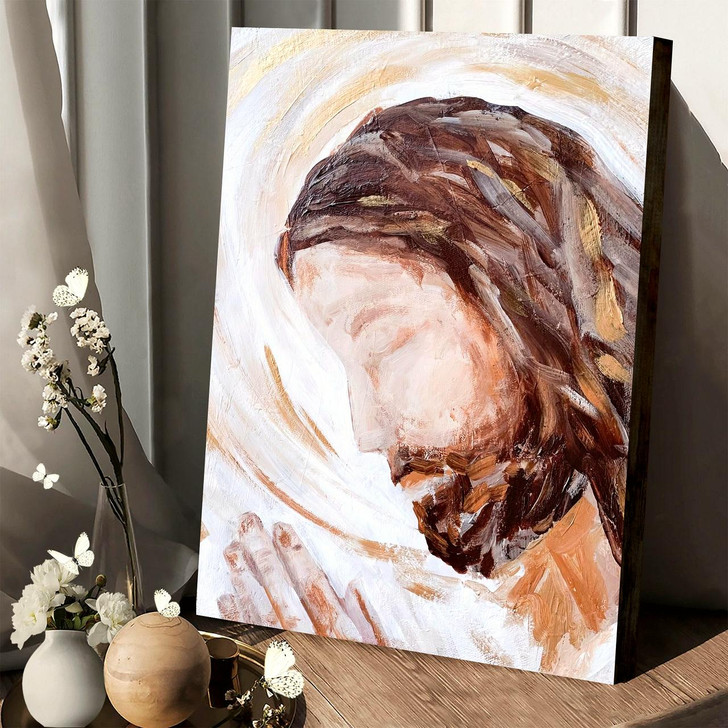 Paper Print Featuring The Father A Jesus Painting On Canvas With A Religious Christian Theme