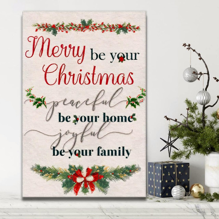 Canvas Wall Art Featuring The Message Merry Be Your Christmas A Beautiful Religious Painting For Your Home
