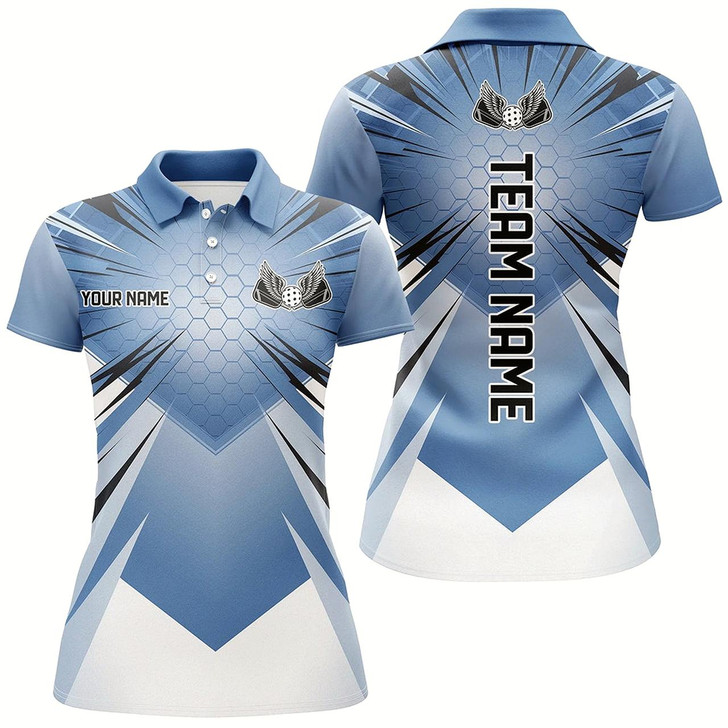 Goofygear Custom Blue Pickleball Jerseys, Outdoor Pickleball Polo Shirts For Women, Pickleball Uniform