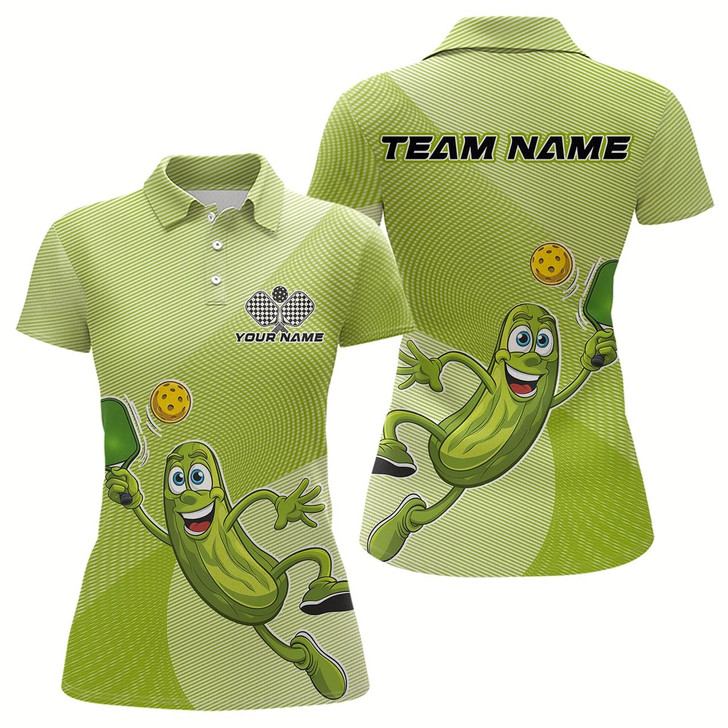 Goofygear Custom Funny Pickles Play Pickleball Polo Shirts For Women, Pickleball Team Shirt Style 4