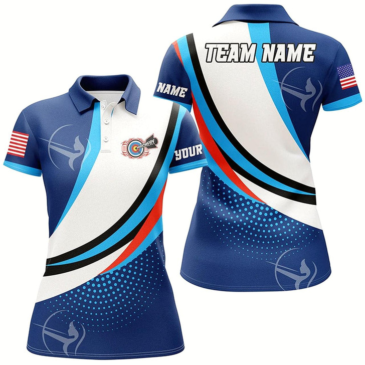 Goofygear Personalized Blue Archer Jerseys Polo Shirts For Women Custom Team Name Archery Jerseys Shirts