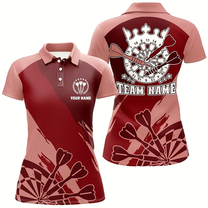 Goofygear Personalized Red Women Darts Polo Shirt Custom Cool Dart Shirts For Women Darts Jersey