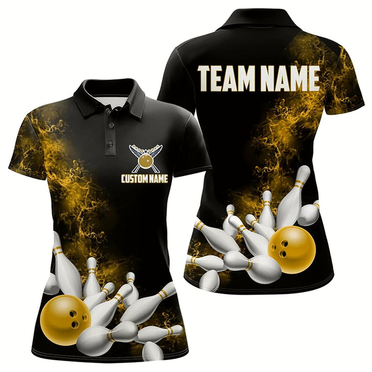 Goofygear Custom Yellow Bowling Polo Shirts For Women Bowling Team Jerseys Bowling League Shirts