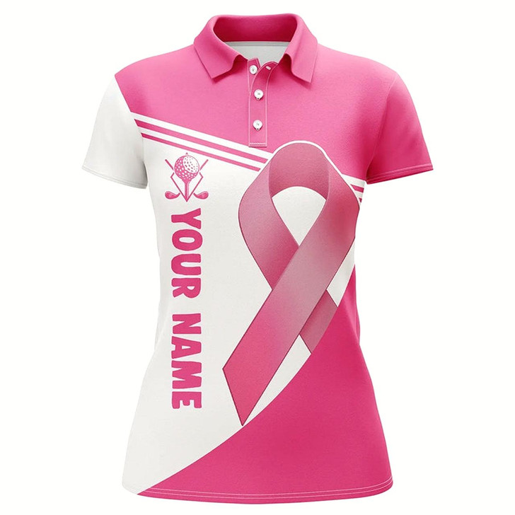Goofygear Breast Cancer Pink Ribbon Womens Golf Polo Shirts Custom Golf Shirts For Women Golfing Gifts