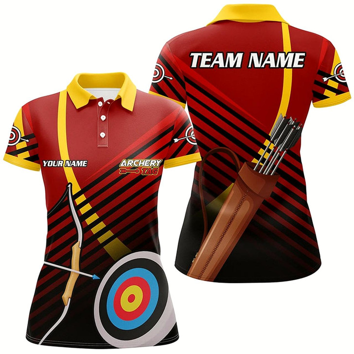 Goofygear Personalized 3D Target Archery Polo Shirts For Women, Custom Arrows Recurve Bow Archery Shirts