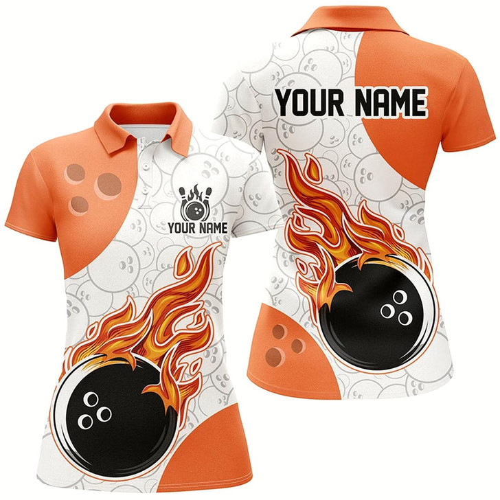 Goofygear Flame Bowling Shirt Customized Orange Bowling Jerseys Team League Polo Bowling Shirt For Women
