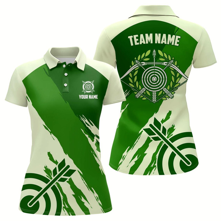 Goofygear Personalized Green Jerseys Archery Women Polo Shirts Custom Archery Target Shirts, Archery Jerseys