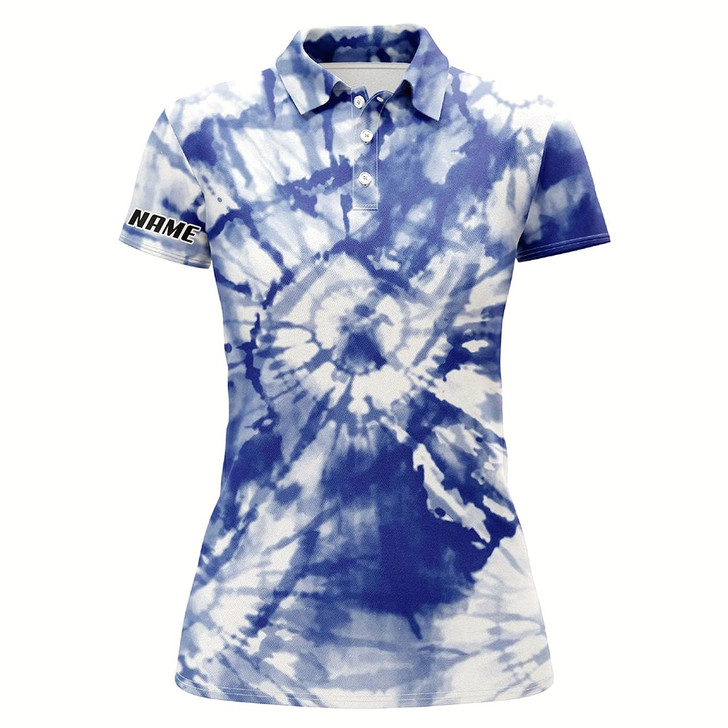 Goofygear Womens Golf Polo Shirts With Blue Tie Dye Pattern Custom Pattern Team Golf Shirt For Women Style 3