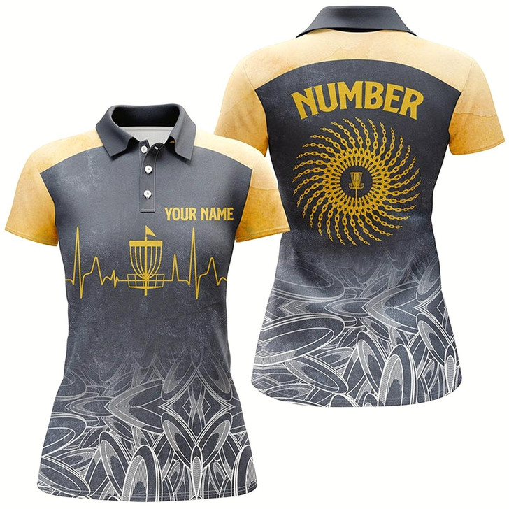 Goofygear Heartbeat Womens Golf Polo Shirts, Custom Golf Shirts Disc Golf Shirts For Womens, Best Golf Gifts