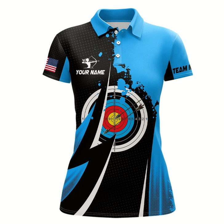 Goofygear Personalized Blue Jerseys Archery Mode Polo Shirts For Women Custom Archery Jerseys Team Shirts
