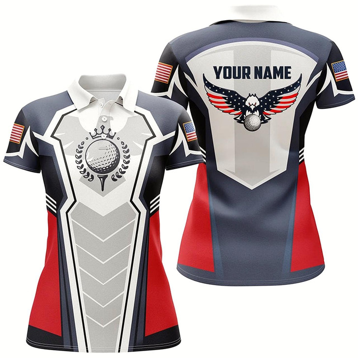 Goofygear American Eagle Golf Polo Shirt Customized Us Flag Golf Shirts For Women, Patriotic Golf Gifts