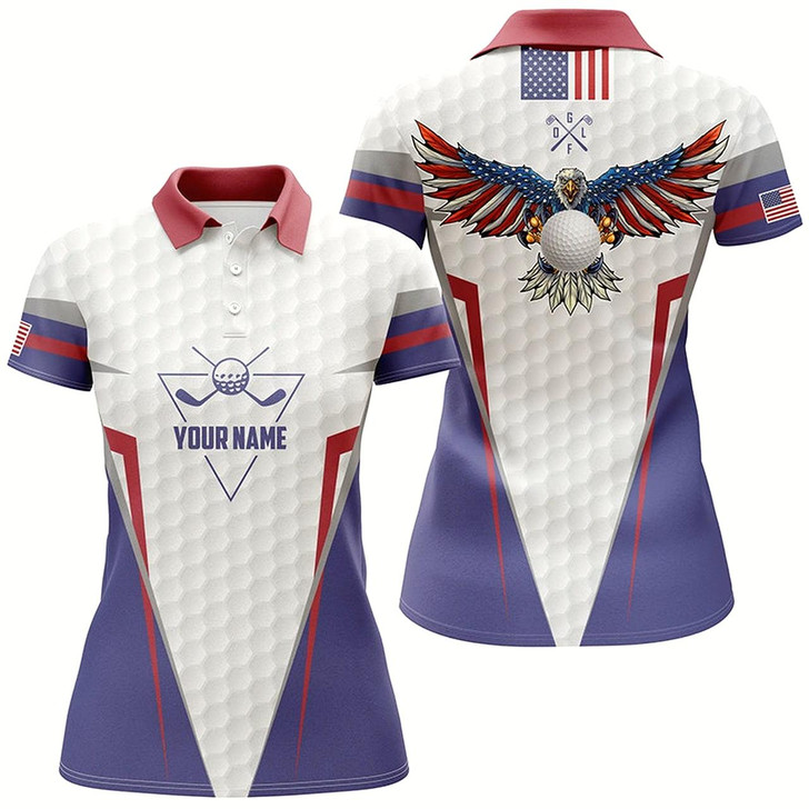 Goofygear American Flag Golf Polo Shirt Custom Us Eagle Golf Shirts For Women Patriotic Golf Gifts