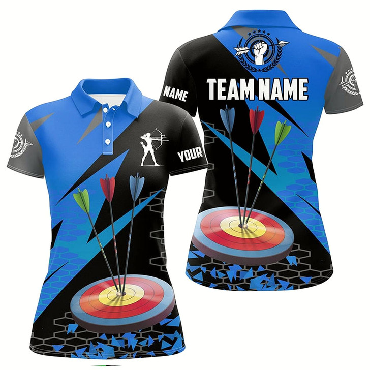 Goofygear Personalized Archery Arrows 3D Polo Shirts For Women Custom Hunting Bow Archery Jerseys Shirts Blue