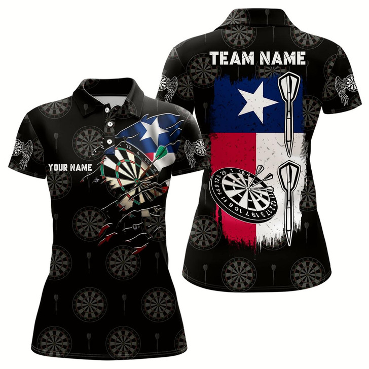 Goofygear Personalized Retro Texas Flag Darts Polo Shirt Custom Patriotic Darts Jersey For Women