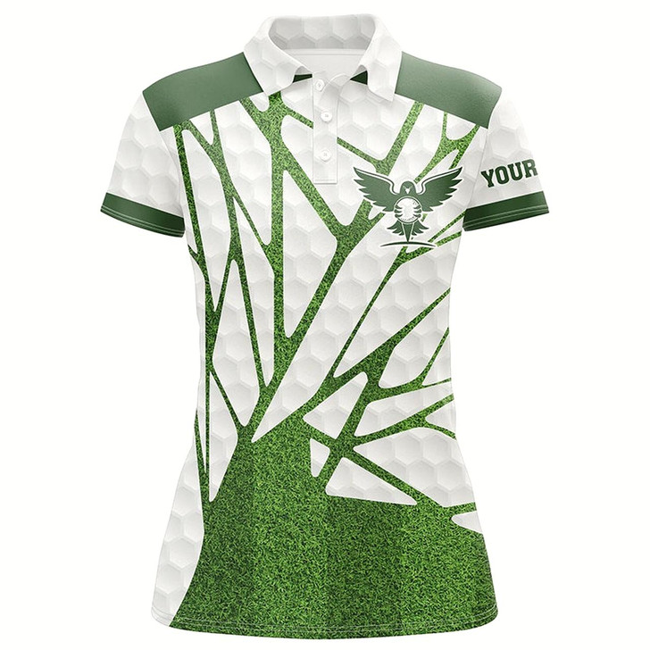 Goofygear Green And White Womens Golf Polo Shirts Custom Golf Shirts For Ladies, Best Golf Gifts For Women