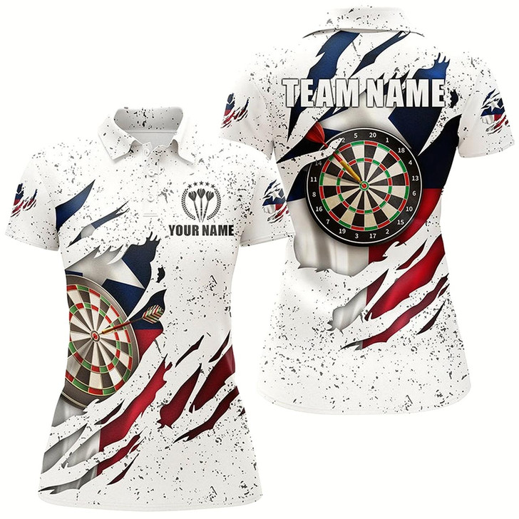 Goofygear Texas Flag Grunge Dart Polo Shirts Custom Patriotic Dart Shirts For Women Dart Jerseys