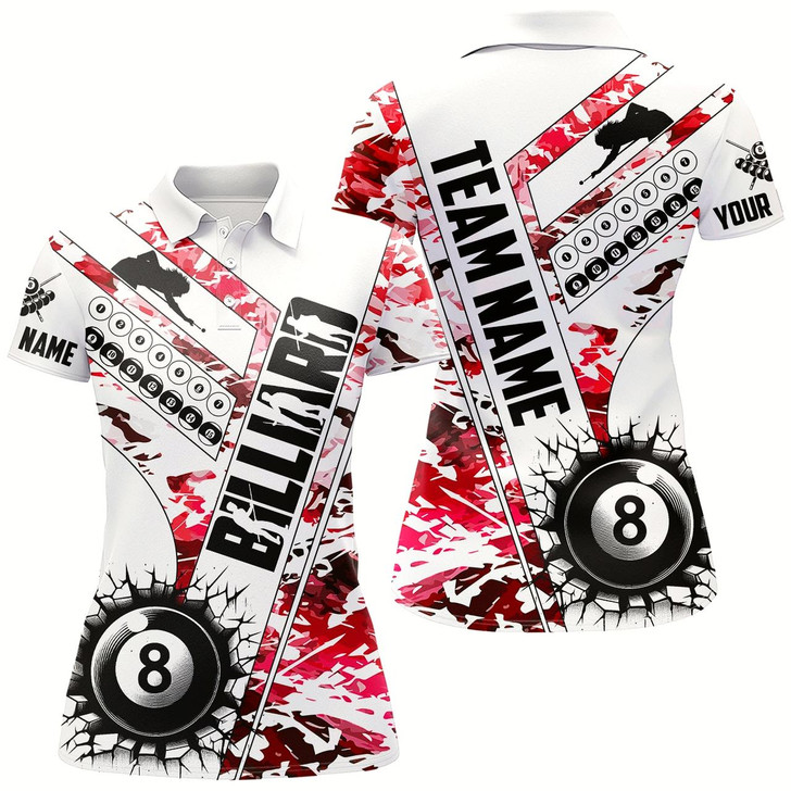 Goofygear Cracky Billiard 8 Ball Pool With Camo Women Polo Shirts Custom Team League Billiard Shirts Red