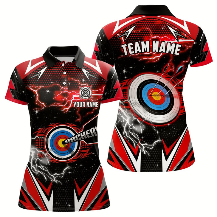 Goofygear Archery 3D Target Red Jersey For Women Custom Name Archery Polo Shirts Team League Archery Shirts