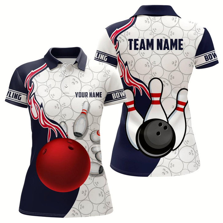 Goofygear Custom Women Bowling Polo Shirts Bowling Ball And Pins Team League Bowling Jerseys Outfit