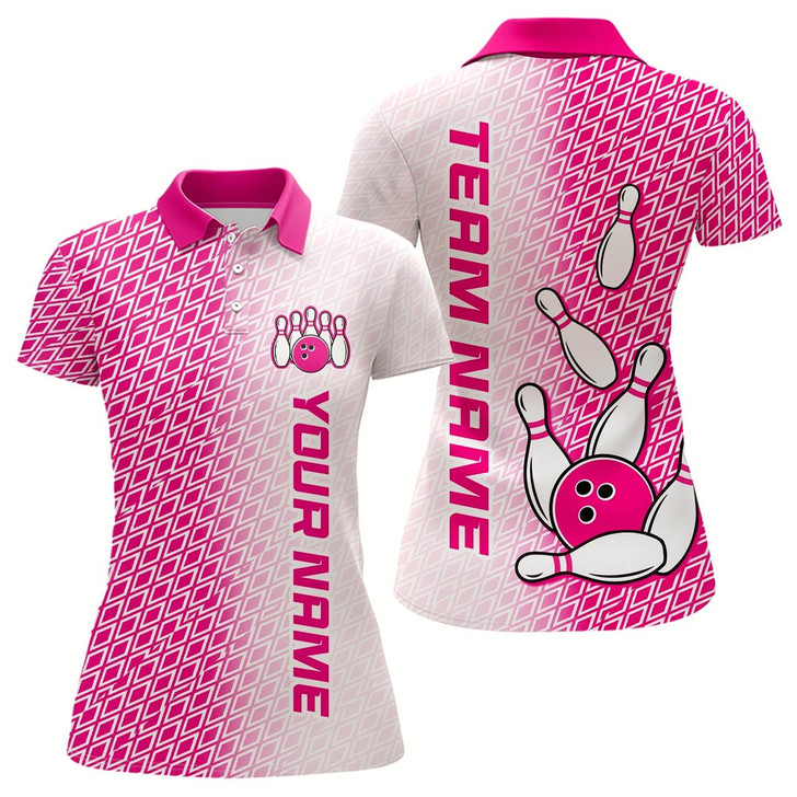 Goofygear Personalized Pink Bowling Shirts Polo Bowling Jersey For Women Bowling Gifts