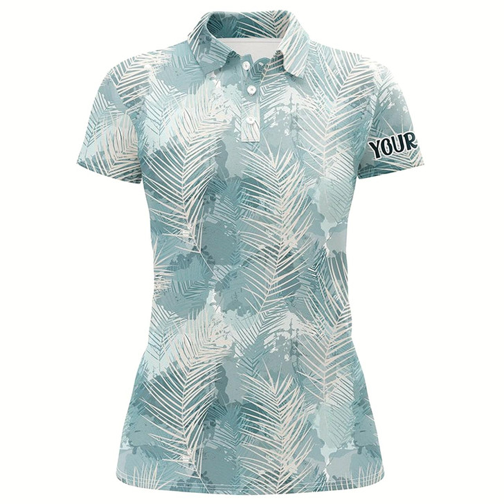 Goofygear Watercolor Mint Tropical Palm Leaves Womens Golf Polo Shirt Custom Funny Golf Tops For Women
