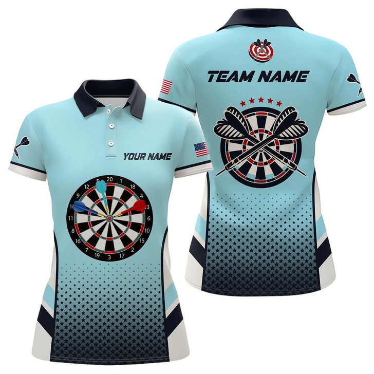 Goofygear Personalized Blue American Flag Darts Polo Shirts Custom Dart Shirts For Women Dart Team Jerseys