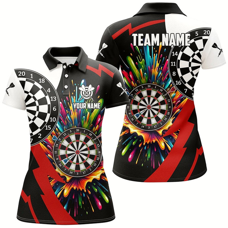 Goofygear Personalized Colorful Dartboard Women Darts Polo Shirts Custom Name Unique Darts Team Jerseys