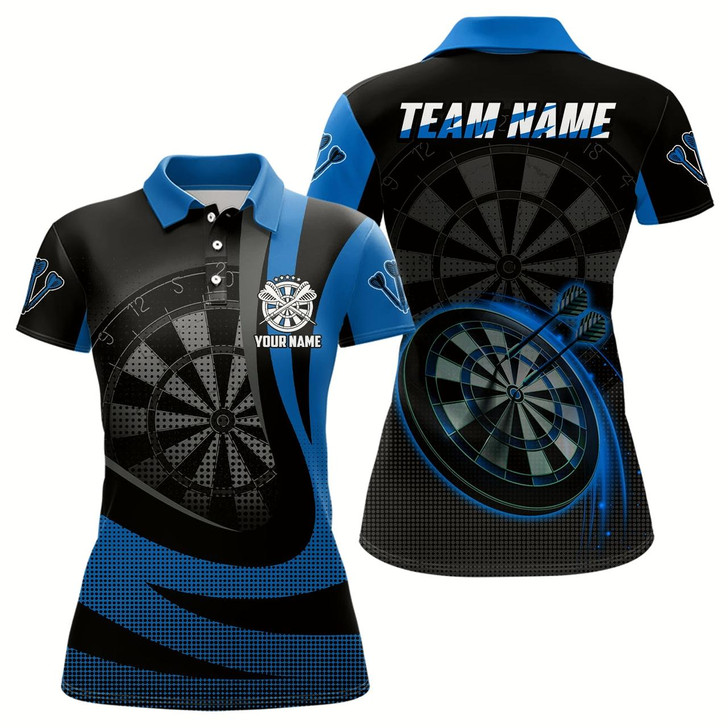 Goofygear Personalized Black Blue 3D Womens Darts Polo Shirt Custom Cool Darts Team Jersey For Women