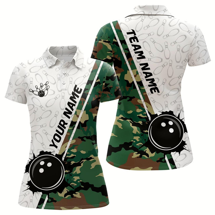 Goofygear Personalized Bowling Shirts For Women Camouflage Polo Bowling Team Jersey