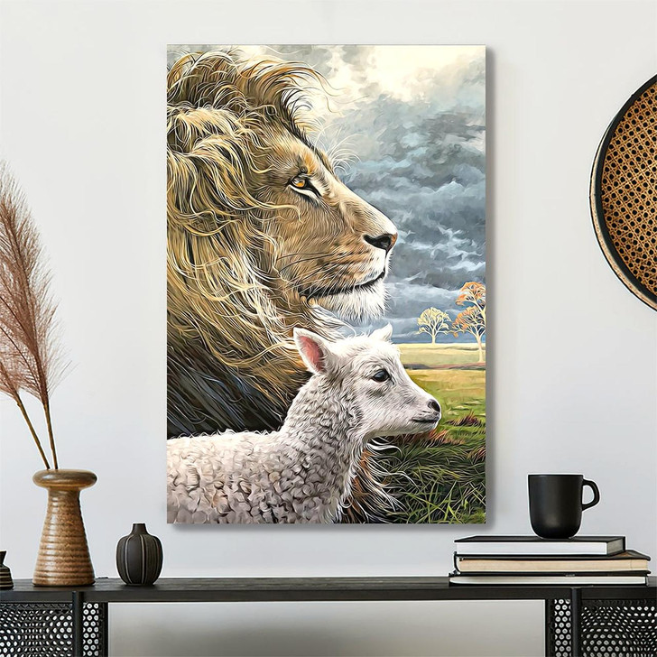 Lion Of Jesus Canvas Poster Featuring Christian Artwork And Scripture With Inspirational Canvas Painting For Wall Decor