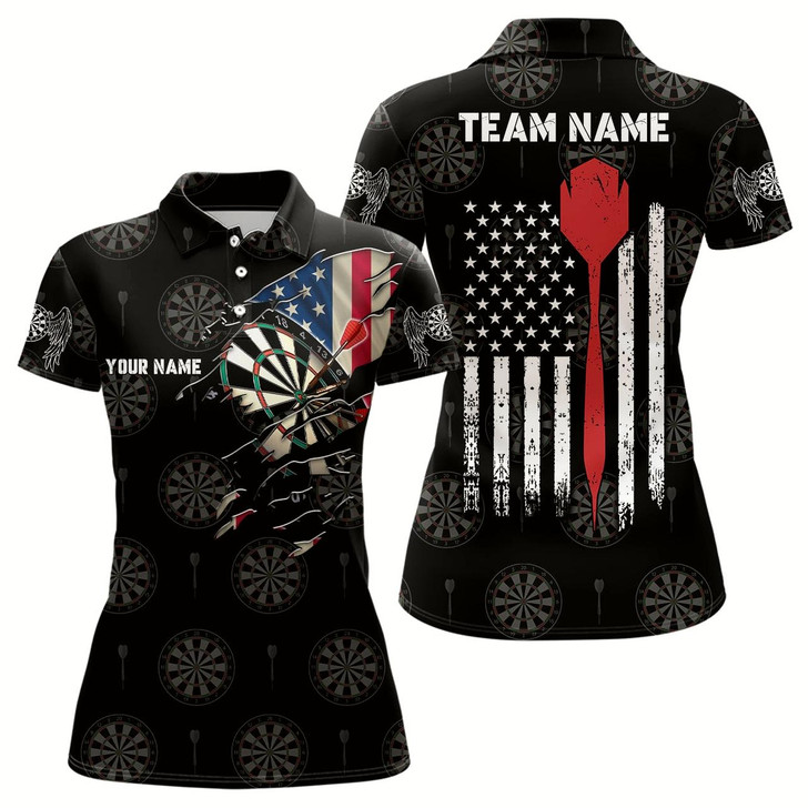 Goofygear Personalized American Flag Custom Darts Polo Shirt Patriotic Dart Jersey For Women