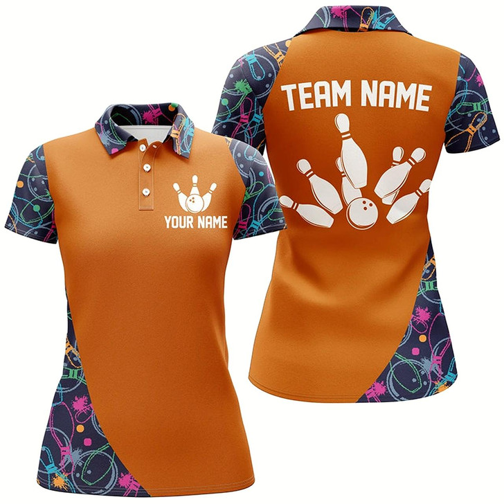 Goofygear Custom Bowling Shirts Orange Bowling Jersey For Women Camo Bowling Polo Bowling Uniform
