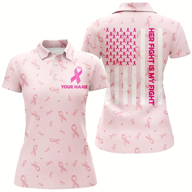 Goofygear Cute Ribbon Breast Cancer Awareness Pink Golf Polo Shirts American Flag Golf Shirts For Women