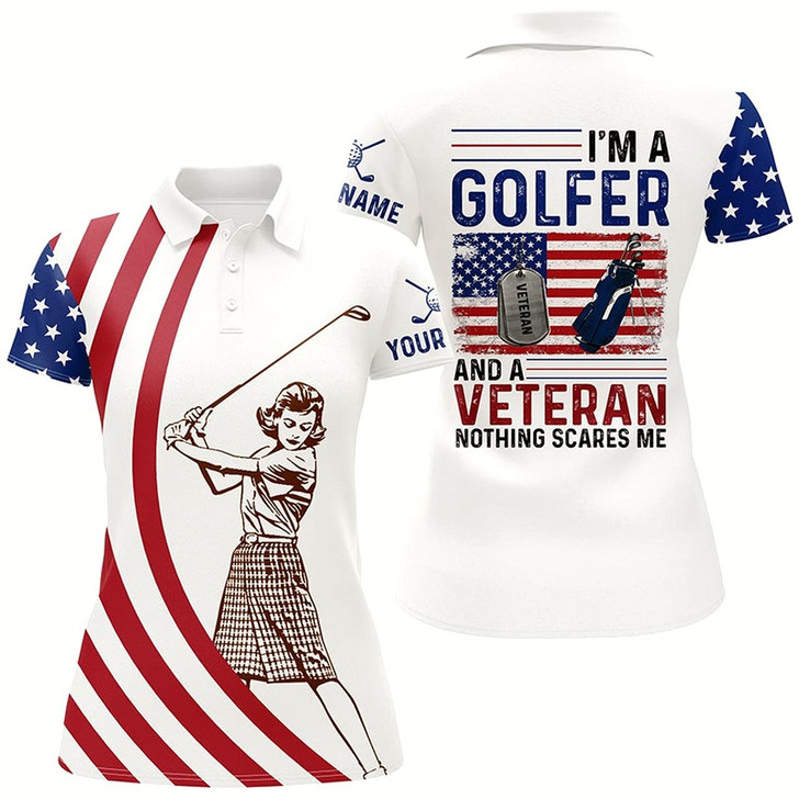 Goofygear Im A Golfer And A Veteran American Flag Womens Golf Polo Shirts Patriotic Golf Tops For Women