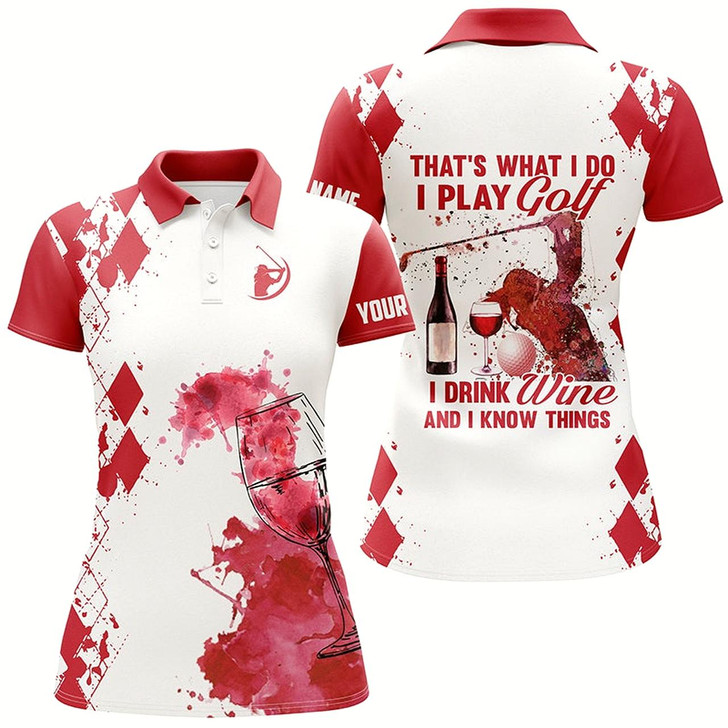 Goofygear Womens Golf Polo Shirt Golf & Wine Custom Name That'S What I Do I Play Golf Drink Wine And Know Things
