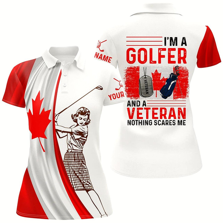 Goofygear Im A Golfer And A Veteran Canada Flag Golf Polo Shirt Custom Patriotic Golf Tops For Women