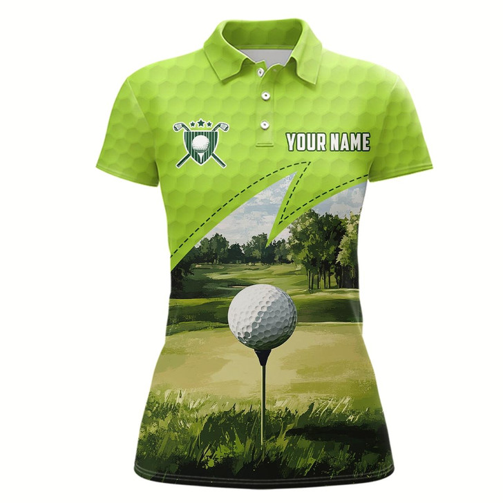 Goofygear Green Womens Golf Polos Shirts Custom Female Golf Shirts, Unique Golf Gifts For Her
