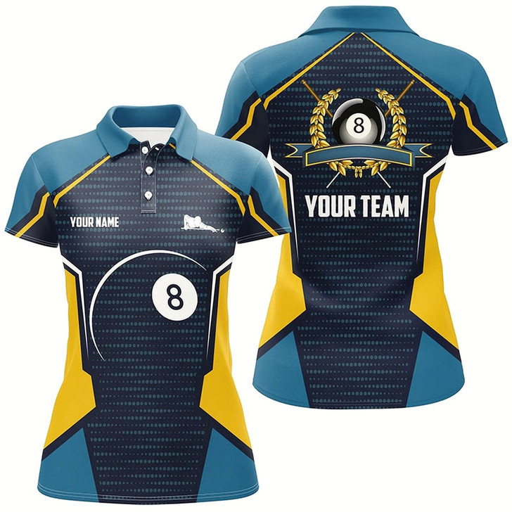 Goofygear Billiard Ball 8 Custom Name All Over Print Polo Shirts For Women, Custom Billiard Jersey For Player