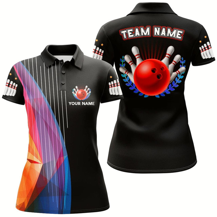 Goofygear Custom Name Bowling Polo Shirt Women Funny Bowling Jersey Personalized Bowling Team League Shirt
