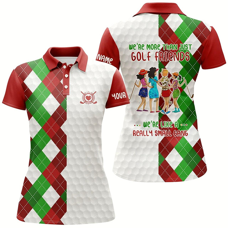 Goofygear Christmas Plaid Pattern Women Golf Polo Shirt Custom Were More Than Golf Friends We'Re Like Small Gang