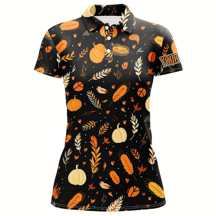 Goofygear Thanksgiving Pattern Womens Golf Polo Shirts Custom Thanksgiving Gift Best Womens Golf Wear