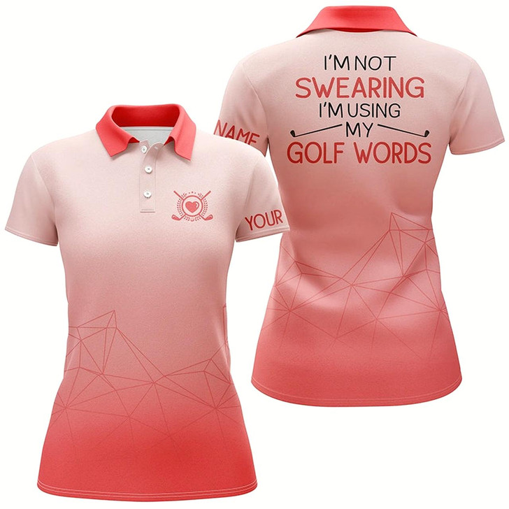 Goofygear I'M Not Swearing I'M Using My Golf Words Gradient Orange Golf Polo Shirts For Women