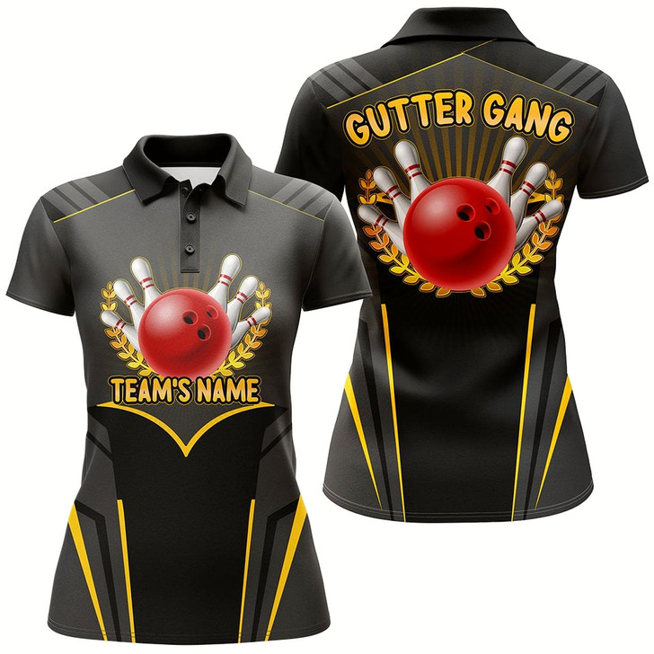 Goofygear Gutter Gang Funny Bowling Shirt For Women Custom Bowling Jersey For Team Ladies Bowling Polo Shirt